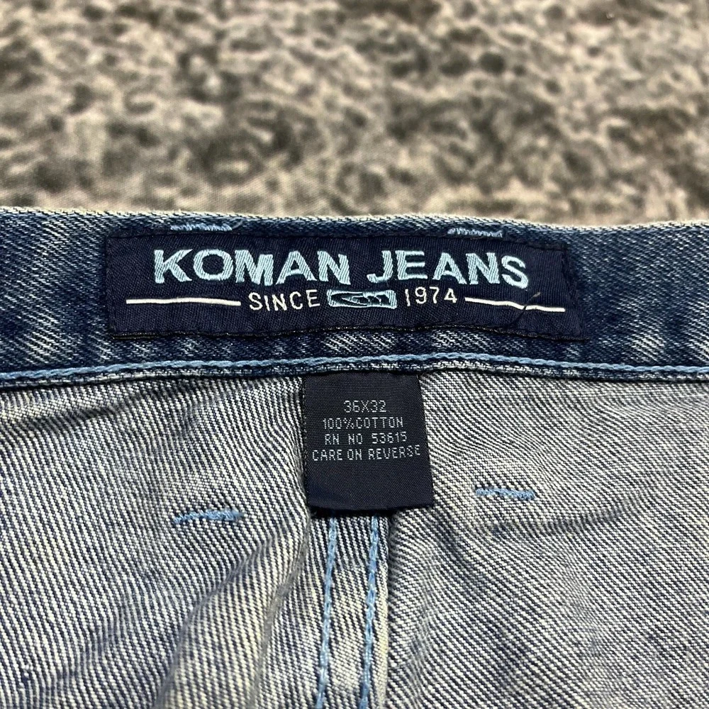 Koman Jeans Carpenter Baggy Wide Leg 34x30 Blue Distressed Skater Vintage Y2K‎